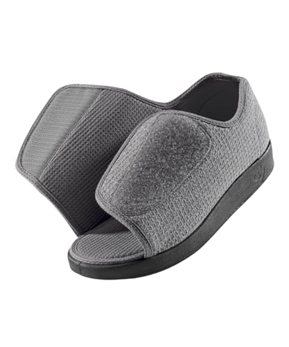 Image of Silverts Men's Open Toe Shoes Adjustable Wide Fit Easy Closure Non Slip Comfortable Adaptive Footwear