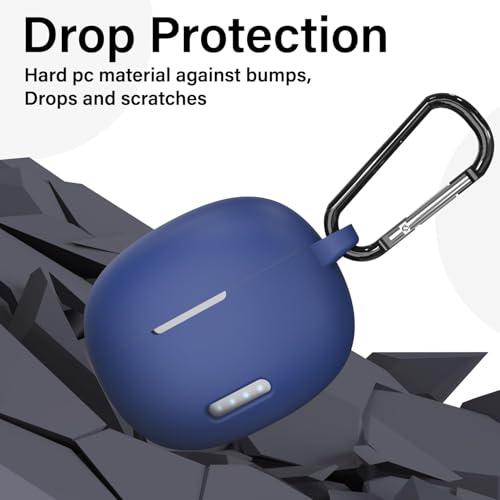 Image of Sounce Earphone Case Cover for Boult Audio W20 TWS Soft Silicone Skin Case Cover Shock Absorbing Protective Case with Keychain [Front LED Visible] - Blue