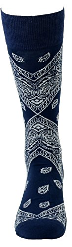 LEAF Paisley Design Cotton Mens Socks (One Size, Navy)2