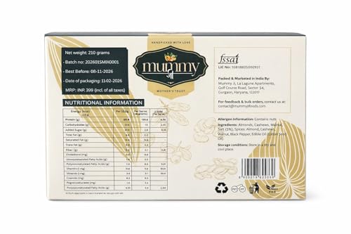 Image of Mummy Ji - Dry Fruit Mix for Adults (30g x 7 Pouches) | Portion Controlled Trail Mix with Almonds, Cashews, Walnuts, Seeds & Cranberries | Omega 3 & Protein Rich Healthy Snack Box