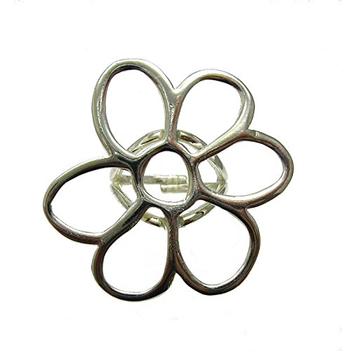 Bague grande fleur argent 925 R001333 le cadeau ajustable idéal
