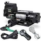 Zostera Electric Winch 12v 6000lbs Boat Trailer Winch with Remote Synthetic Rope 1/4 in x 55 ft Hook Wireless Remote Handlebar Switch, Automatic Braking, Waterproof, for ATV UTV Powersports Off Road