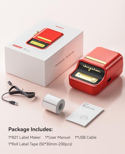 Image of NIIMBOT B21 Label Maker, 2 Inch Bluetooth Thermal Label Printer, Red