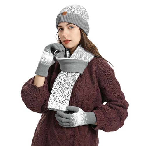 Ensemble bonnet écharpe gant femme rouge, le cadeau d'hiver protecteur