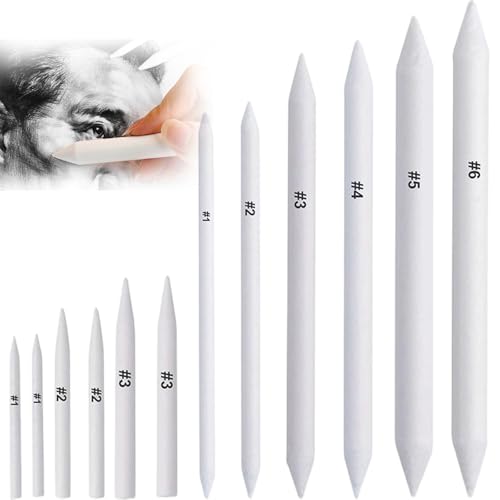 12 Pièces Estompeur Dessin, Stylos Mélangeurs, Estompe en Papier Dessin, Materiel Dessin pour Sketch Crayon Dessin pour Artistes Étudiants, Blanc