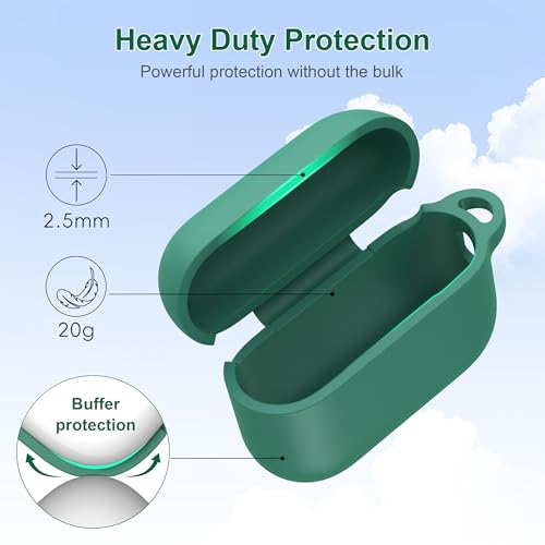 Image of R-fun for AirPods Pro 3rd Generation Case with Cleaner Kit, Soft Silicone Protective Case Cover for Apple AirPod Pro 3 for Women Men, AirPods Pro Case Accessories with Keychain, Pine Green