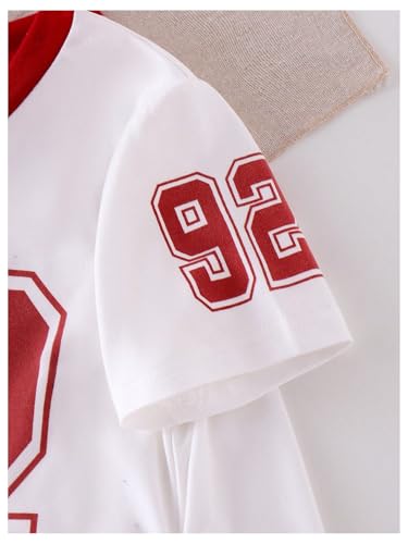 WDIRARA Toddler Girl's 2 Piece Outfit Number Graphic Short Sleeve Jersey Shirt Baggy Pants Set Tracksuit4