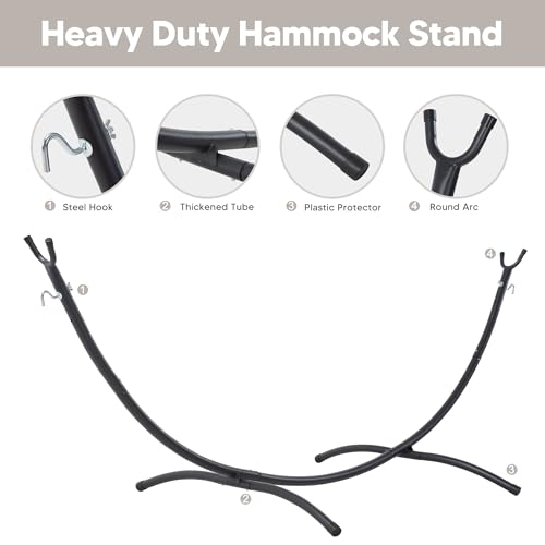 Image of SUNCREAT Portable Outdoor Hammock with Stand Included, Double Hammock with Stand for Outside, Beige