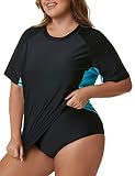 Tournesol Women's Rash Guard Plus Size Swim Shirt Tee Short Sleeve UV Swimsuit Bathing Suit Tops Onl