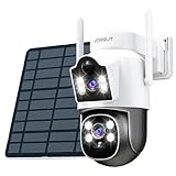VORGUT 防犯カメラ 屋外 ソーラー 自動追尾 デュアルレンズ 防犯カメラ 2.4G&5Gwifi対応 監視カメラ 屋外 ソーラー 上下2レンズPIR対応 声光威嚇 電源不要 360°広角撮影 双方向音声 家族共有 IP66防水警報通知 夜間カラー撮影 お宅/店舗/玄関/ゴミ場車場 介護 盗難防止 空き巣 防犯対策