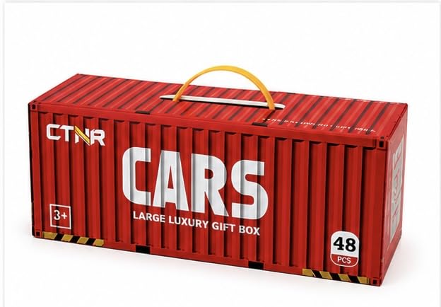 Image of CTNR 48 Piece Die-Cast Metal Pull Back Racing Cars Set with Parking Track, Bright Colours, for Kids Ages 3+