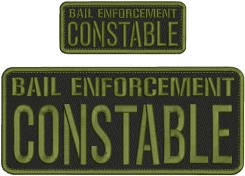 Special Patches for Velcro Patches for Uniform for B E Constable Embroidery Patch 4X10 & 2X5 Hook ON Back OD Green ON Black Model-Q-X989-1389