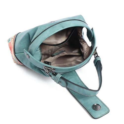 Image of EXOTIC Zenvira Artisan Satchel Bag with Embroidered Detailing, Structured Silhouette, Detachable Sling Strap Purse