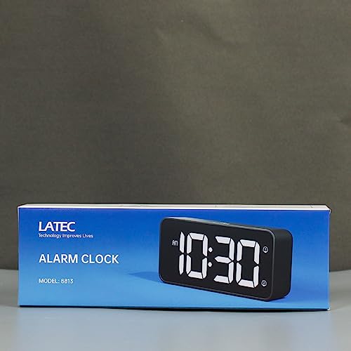 LATEC Despertador Digital LED con Doble Alarma y 8 Tonos Reloj Despertador Digital con Volumen y Brillo Ajustables Reloj Digital Sobremesa con Snooze 12/24 Horas Alimentación por Cable USB (Bianco)