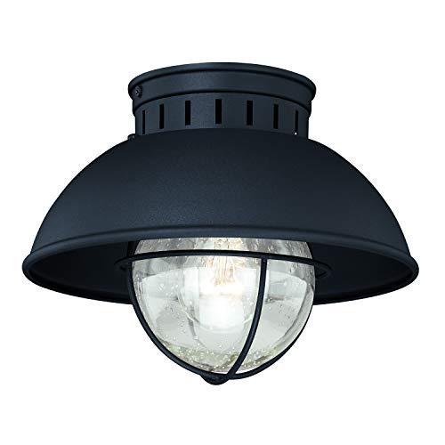 VAXCEL Indoor Outdoor Ceiling Light - Harwich Textured Black and Clear Seeded Glass Semi Flush Mount Light Fixture, Farmhouse, Coastal, Nautical Decor, Ideal for Carport, Front Porch, Patio, Entryway VAXCEL Indoor Outdoor Ceiling Light - Harwich Textured Black and Clear Seeded Glass Semi Flush Mount Light Fixture, Farmhouse, Coastal, Nautical Decor, Ideal for Carport, Front Porch, Patio, Entryway