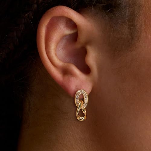 Gold Earrings for Women, Silver earrings, Trendy 14K Gold-Plated and Silver Simplicity Stud Earrings for Women, Dangle Dainty Jewelry Gift2