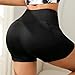 DMMWCX Women's Shorts High Waist Crossover Cycling Shorts Side Pockets Soft Running Yoga Sports Shorts-Black-L