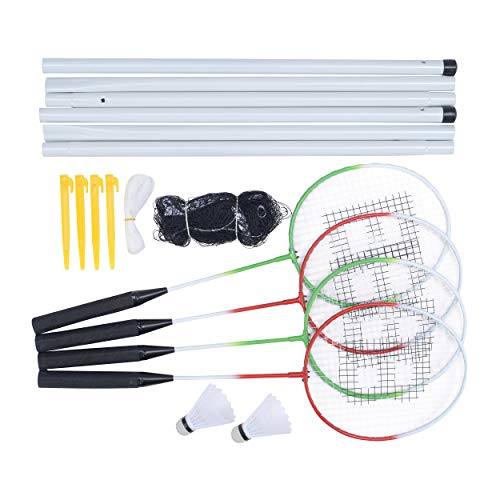 Toyrific Baseline Badminton Racket Set, Racquets and Shuttlecocks, 4 Player with Net and Poles,...