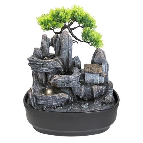 Lemodo Zimmerbrunnen LED Indoor 3-stufig Tischbrunnen Feng Shui Wasserfall mit Beleuchtung Kaskadenbrunnen Deko für Wohnzimmer Schlafzimmer Büro Luftbefeuchter Wellness 27x19x33 cm Lemodo Zimmerbrunnen LED Indoor 3-stufig Tischbrunnen Feng Shui Wasserfall mit Beleuchtung Kaskadenbrunnen Deko für Wohnzimmer Schlafzimmer Büro Luftbefeuchter Wellness 27x19x33 cm