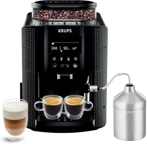 Krups Essential Kaffeevollautomat mit Milchschlauch, 2-Tassen-Funktion, LCD-Display, Einfache Reinigung, Kaffeemaschine,...
