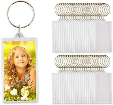 50pcs Size:2.51"x1.33" Custom Personalised Insert Photo Acrylic Blank Keyring Keychain Wholesale