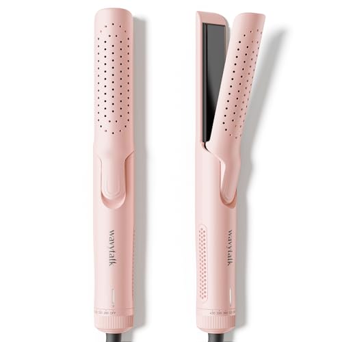 Wavytalk Airflow Styler Curling Iron, Cool Curl, 360° Cool Air Lock in Style for Lasting Curls, Reduces Damage, 2 in 1 Hair Straightener and Curler, 1 Inch, Anti-Scald for Short Long Hair, Pink
