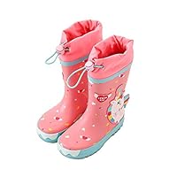 Kids Wellies Cartoon Shark Rabbit Dinosaur Unicorn Childrens Boys Girls Waterproof School Wellington Boots Rain Shoes