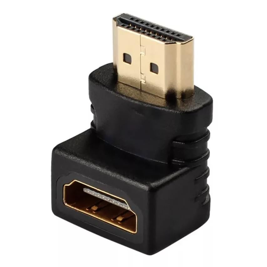 Adaptador HDMI Acodado, Adaptador Hdmi Ángulo de 90°, adapter hdmi en Ángulo, hdmi Macho a Hembra, Contactos Chapados en Oro, Compatible con 3D 1080p Full HD 3D y 4K