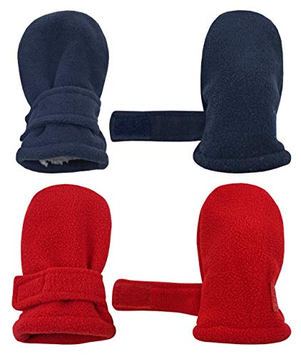 Image of N'Ice Caps Little Kids and Baby Easy-On Sherpa Lined Fleece Mittens - 2 Pair Pack