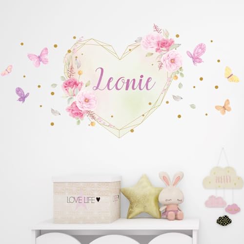 Tjapalo®v157 Stickers Personnalisés Muraux Enfants - Prénom, Stickers Muraux Fille, Chambre Fille, Autocollants Personnalisés (100x48cm)