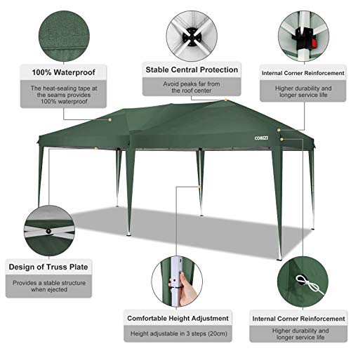 Image of COBIZI Canopy 10x20 Pop Up Canopy Tent,Yellow
