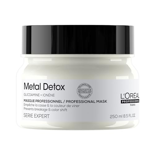 LOréal Professionnel Metal Detox Hair Mask 250ml Prevent Breakage & Colour Fade from Hard Water Moisturising Conditioner Treatment for Smooth Shiny Hair Prevent Damaged Hair