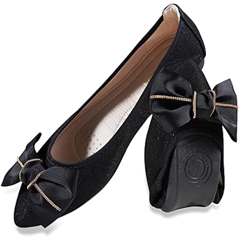MACHSWON Womens Ballet Flats Sparkly Comfortable Casual Pointed Toe Bow-Knot Slip on Wedding Ballerina Dressy Flats Shoes Women(Black-6, Size 7) Cover