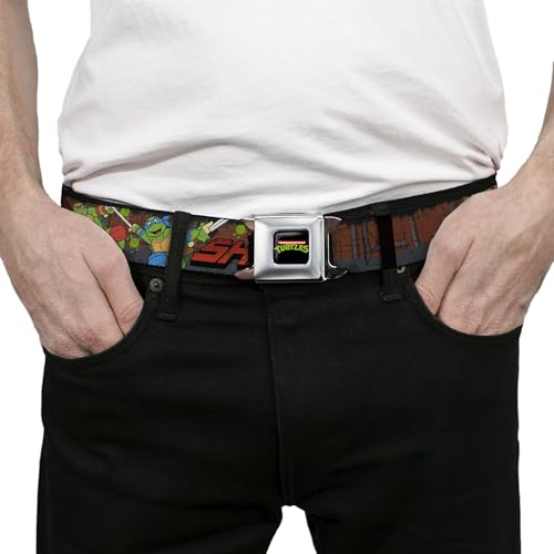 Nickelodeon Seatbelt Buckle Belt Ninja Turtles Shell Shocked Brick Wall Splatter3