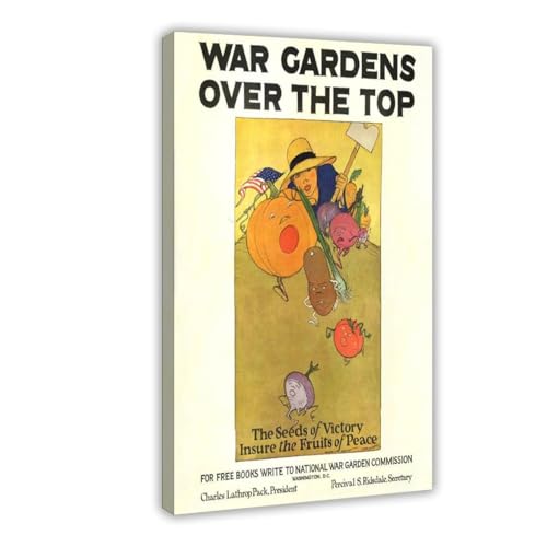 LOKLNEYK Wwi War Garden Over The Top Seeds Victory Restored 1919 Farming Reprint Canvas Poster Wall Art Decor Print Picture Paintings for Living Room Bedroom Decoration 20x30cm