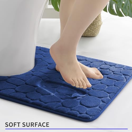 YIHOUSE Memory Foam Bath Mat Cobblestone Bathroom Rugs Super Water Absorbent Bath Mats for Bathroom Machine Washable Bath Rugs(20 x 24,Dark Blue) - image 6