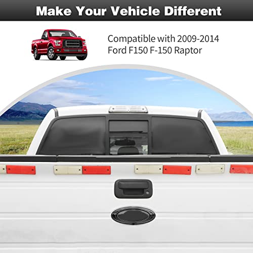 Image of CheroCar for F150 Tailgate Emblem Cover Trim, Rear Trunk Logo Back Badge Decoration Cover Trim Compatible with 2009-2014 Ford F150 F-150 Raptor,Black