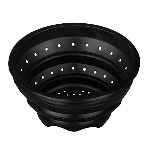 Premier Housewares Black Collapsible Washing Up Bowl Rice Strainer Kitchen Strainer Bowl Metal Colander Washable Silicone Bowl Strainer Rice Colander - Image 3