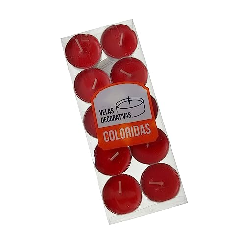 Kit 10 Mini Vela Rechaud Parafina C/Suporte Tea Light Decorativa (Vermelha)