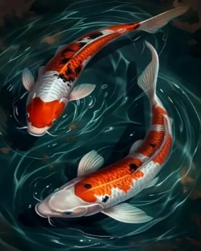 Canevas point de croix kit complet débutant adulte motif poisson koï Weiniuniu