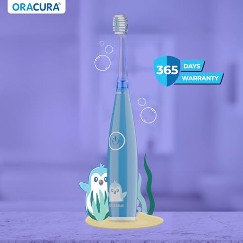 Image of ORACURA KSB200 Kids Sonic Electric Rechargeable Toothbrush, 3-10 Years, 24,000 strokes /min, With 3 Modes, IPX7 Waterproof, Smart 2-Min Timer, Rechargeable Lithium Battery, LED & Colorful Lights (Blue)