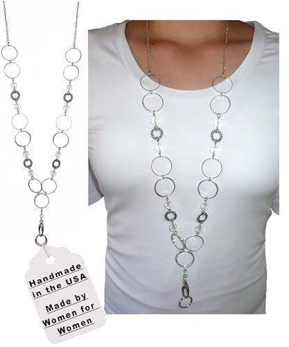 Hidden Hollow Beads Hello Beautiful! Women's Handmade Strong Chain Lanyard ID Badge Card Holder Keys, 36