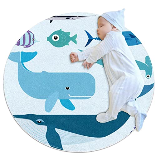Tapis rond baleine JDEZ isolant et doux pour sol de chambre - 2
