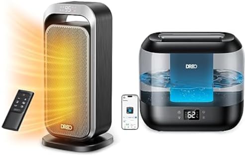 Dreo Calentador de espacio para interiores, calentador portátil con oscilación de 70, Solaris 317 + Dreo 4L humidificadores inteligentes para