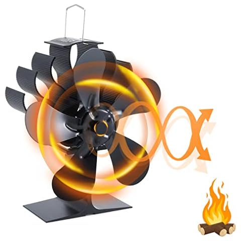 DOINBE Five-blade single-head fireplace fan, silent circulation heating, high-efficiency environmental protection wood burner, furnace thermal power log burner, aluminum furnace fan Cover