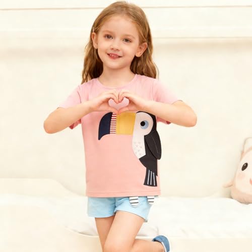 Image of Toddler Girl Short Sleeve Shirt Love Heart Top Girls 4th of July Shirts