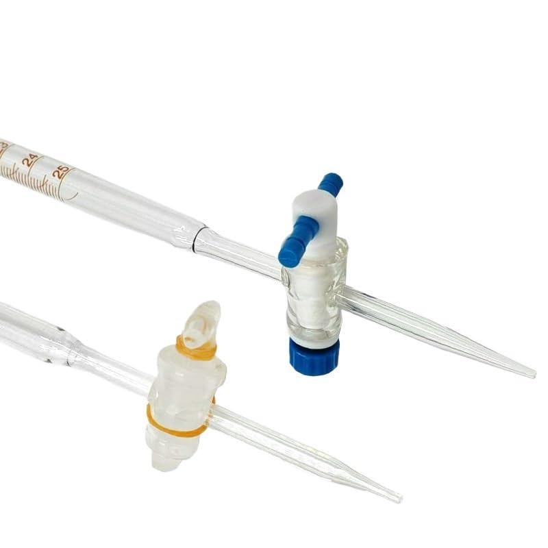 Buretas de vidrio, Bureta de vidrio clase A con llave paso PTFE for valoración 10 ml 25 50 multicolor(Transparent acidic 25ml)