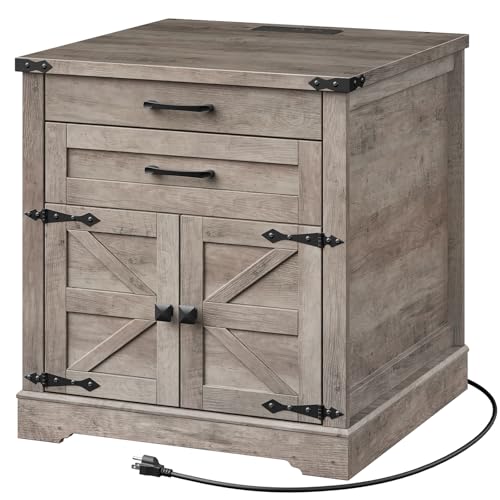 RALGEND 24'' Farmhouse End Table with Charging Station for Living Room - image 9