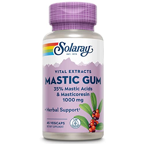 Solaray Mastic Gum Extract | Healthy Gastrointestinal and Digestive Function Support | 1000 Mg | 45 VegCaps, 22 Servings
