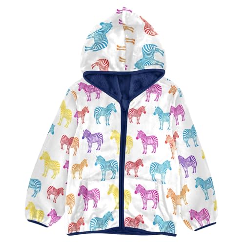 CHIFIGNO Colorful Zebra Toddler Boys Zip up Jacket Light Soft Fleece Jacket 3T